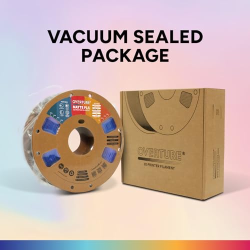 OVERTURE Matte PLA 3D Printer Filament 1.75mm, Matt Surface & Low Warping Filament 1kg Spool (2.2 lbs), Accuracy +/- 0.02 mm, Fit Most FDM Printers (Matte Blue)