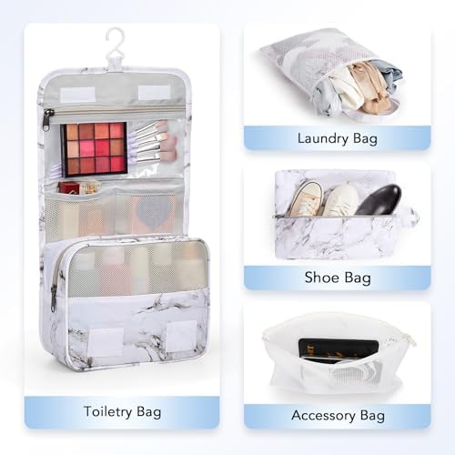 10 Set Compression Packing Cubes for Travel Essentials,Compressible Expandable Packing Cubes for Suitcase,OlarHike Luggage Organizer Bags for Travel,Handy Helper for Organizing Clothes(White Marble)