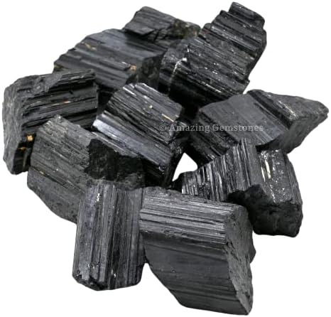 Amazing Gemstone Black Tourmaline Crystals Rough Stone in Bulk, 1lb Large Pieces Turmalina Negra Piedra Originales, Large Black Tourmaline Crystal Healing Stones for Protection