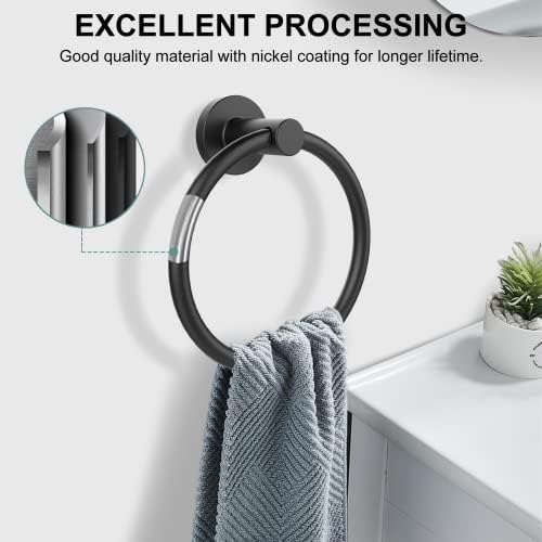 SetSail Towel Holder for Bathroom Wall Matte Black Towel Ring Stainless Steel Heavy Duty Hand Towel Hanger for Bath, Kitchen, 2 Pack