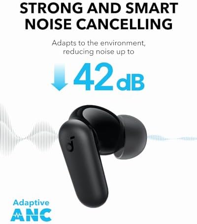 Soundcore P30i by Anker Noise Cancelling Earbuds, Strong and Smart Noise Cancelling, Powerful Bass, 45H Playtime, 2-in-1 Case and Phone Stand, IP54, Wireless Earbuds, Bluetooth 5.4 (Black)