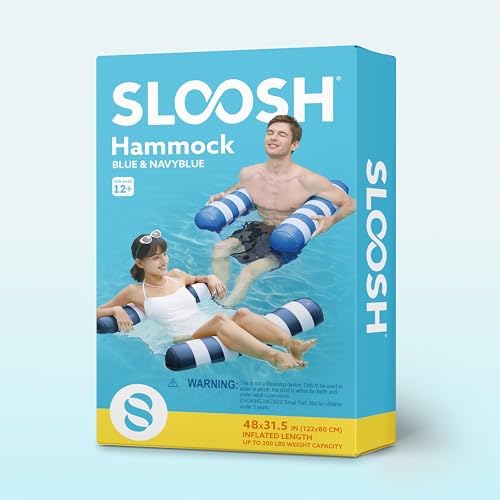 SLOOSH 2 Packs Hammock Pool Floats Adults, 4-in-1 Multi-Purpose Inflatable Pool Floats PVC Water Hammock Lounge Floaties
