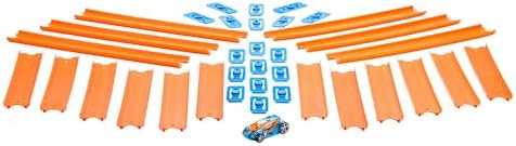 Hot Wheels Toy Car Straight Track Set with 37 Component Building Parts & 1:64 Scale Vehicle (Amazon Exclusive)