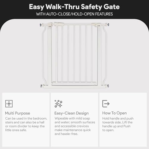 BalanceFrom Walk Thru Safety Gate for Baby and Pets, Doorways, Stairways, Hallways, Fits 29.1-33.8 Inch Openings, 36 Inch Height, Graphite