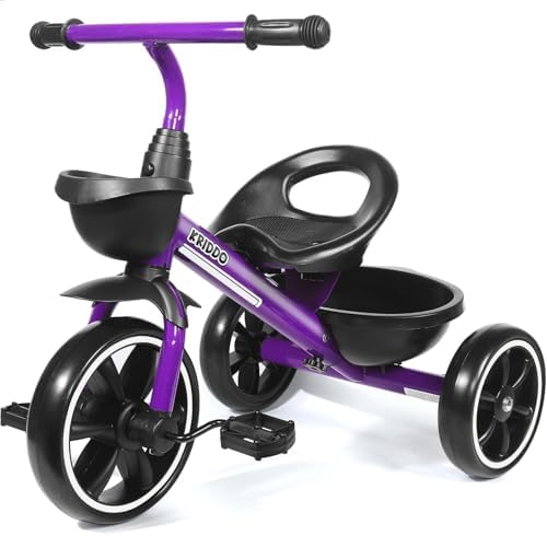 KRIDDO Kids Tricycles Age 24 Month to 4 Years, Toddler Kids Trike for 2.5 to 5 Year Old, Gift Toddler Tricycles for 2-4 Year Olds, Trikes for Toddlers, Purple