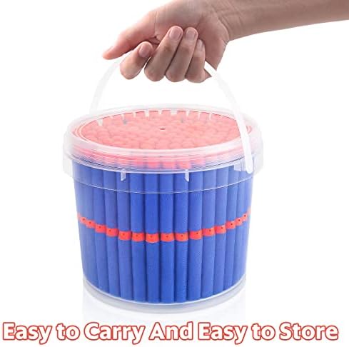 Refill Darts Bullets Compatible with Nerf Guns N-Strike Elite Series, 300PCS Refill Darts Premium Foam Bullets Pack with Portable Storage Bucket