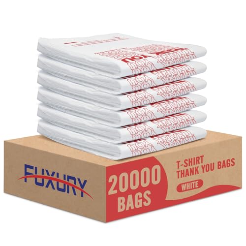 20000 Count (20K) - Thank You Plastic Bags (12" x 6.5" x 21") White, T-shirt, Grocery, Take Out, To Go, Retail Shopping Bags in Bulk