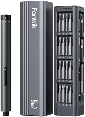 Fanttik E1 Max Electric Screwdriver, Mini Precision Screwdriver Set, 50 Magnetic Bits, Magnetic Storage, 5/32‘’Hex, Repair Tool Kit for Electronics Phone Camera Laptop Watch (Grey)