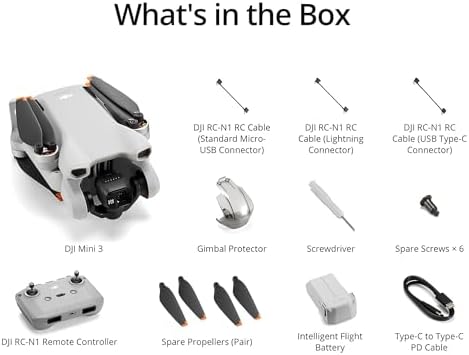 DJI Mini 3, Drones with Camera for Adults 4K, 38-min Flight Time, up to 32800ft (10km) Video Transmission, True Vertical Shooting, GPS Auto Return Integrated, Mini Drone with Camera for Beginners