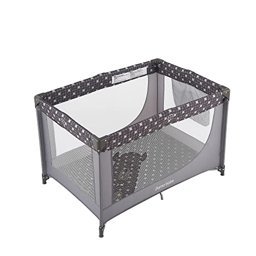 Pamo Babe Portable Crib Baby Playpen with Mattress and Carry Bag Grey