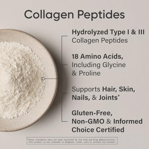 Sports Research Collagen Peptides for Women & Men, Unflavored, 16 oz., Hydrolyzed Type 1 & 3 Collagen Powder Protein Supplement for Healthy Skin, Nails, Bones & Joints