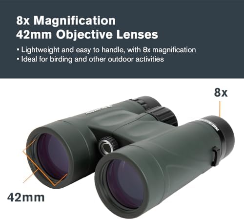 Celestron - Nature DX 8x42 Binoculars – Ideal for Birding and Outdoors – 42mm Objective Lenses – Wide 7.4° Field of View – BaK-4 Prisms – Fully Multi-Coated – Waterproof and Fogproof