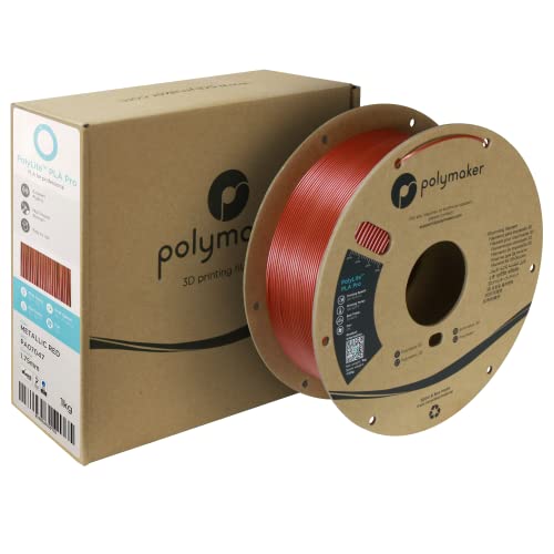 Polymaker PLA PRO Filament 1.75mm 1kg, Tough & High Rigidity Metallic Red 3D Printing Filament, PolyLite PLA PRO 3D Printer Filament 1.75mm, Print with Most 3D Printers