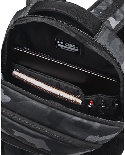 Under Armour Unisex-Adult Hustle 6.0 Backpack, (001) Black/Black/Metallic Gold, One Size Fits Most