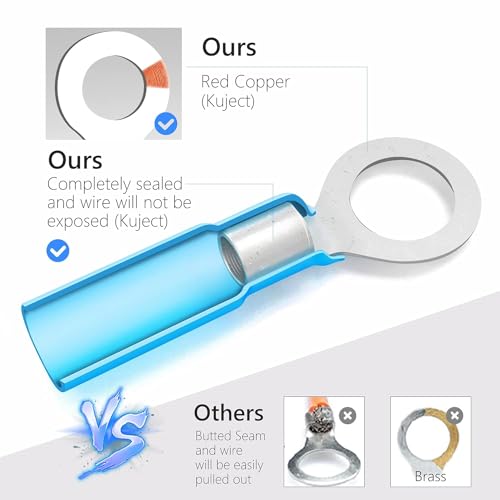 Kuject 720PCS Heat Shrink Wire Connectors Kit, Electrical Waterproof Crimp Butt Terminals, Insulated Spade Connectors for Automotive Marine Boat Truck, Include Rings Forks Spade Butt Splices