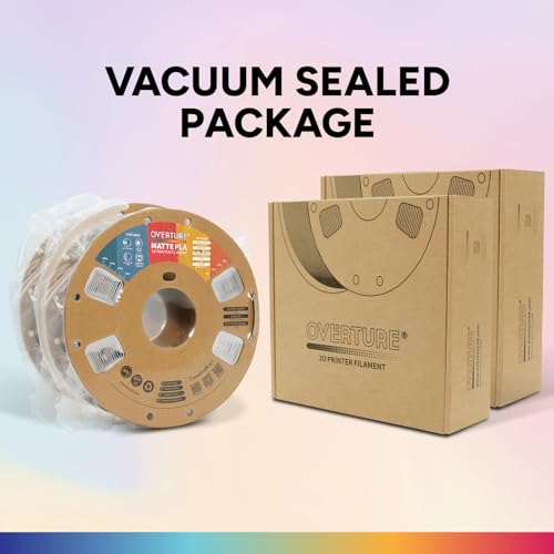 OVERTURE 2KG Bundle Matte PLA 3D Printer Filament 1.75mm, Matt Surface & Low Warping Filament 2 Pack 1kg Spool (2.2 lbs), Fit Most FDM Printers (Matte White 2-Pack)
