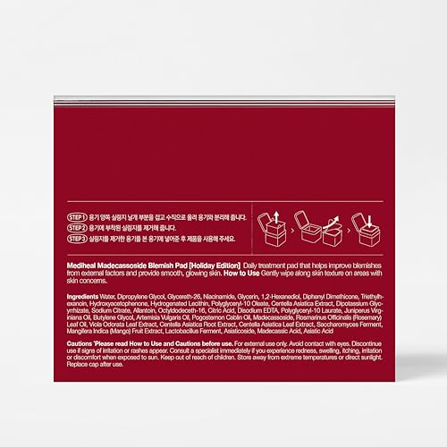 Mediheal Gift Edition Madecassoside Pad, Vegan Face Gauze Pads with Centella Asiatica - Improve Uneven Skin Tone, Remove Blemishes,100 Pads