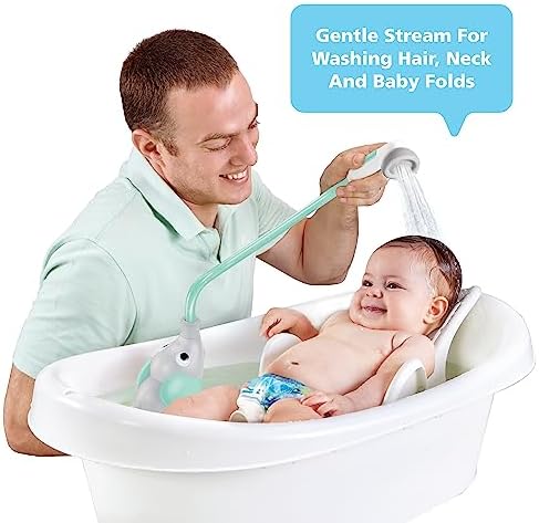 Yookidoo Baby Bath Shower Head - Elephant Water Pump with Trunk Spout Rinser - Control Water Flow from 2 Elephant Trunk Knobs for Maximum Fun in Tub or Sink for Newborn Babies