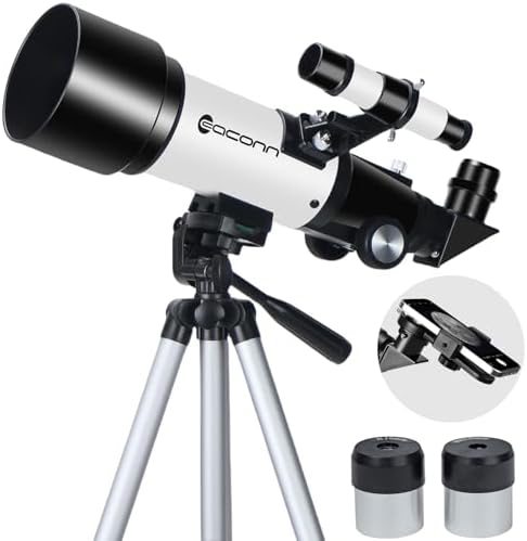 Telescopes, Telescope for Kids and Adults Beginners, 70mm Aperture 400mm Focus Length Refractor Travel Telescope with AZ Mount for Observe The Moon and Landscape (White)
