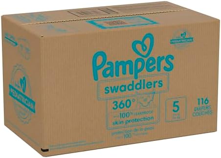 Pampers Diapers - Swaddlers 360 - Size 5, 116 Count, for up to 100% Leakproof Premium Skin Protection (Packaging May Vary)