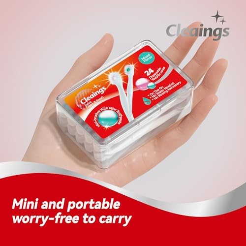 cleaings® Mini Brushes-Disposable Toothbrushes with Toothpaste and Pick for Work or Travel, 24 Count (Mixed Flavor(Pack of 5))