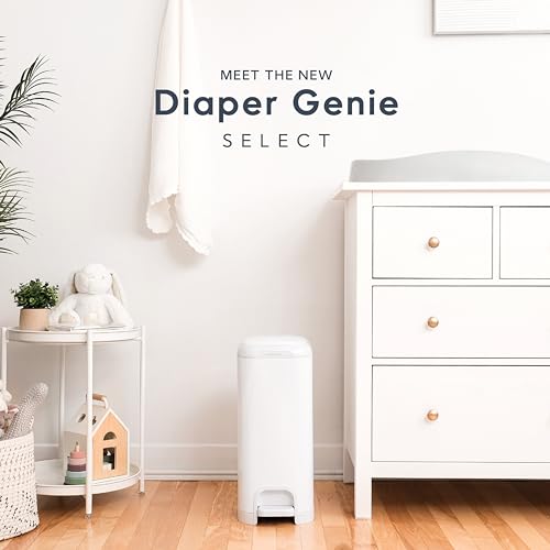 Diaper Genie Select Pail is Made of Durable Stainless Steel and Includes 1 Starter Square Refill That can Hold up to 165 Newborn-Sized Diapers.