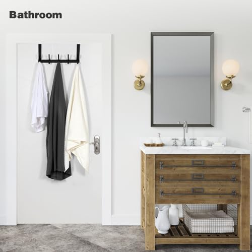 Over The Door Hooks, Door Hanger Hooks for Hanging, Over The Doors Towel Racks for Bathroom with 10 Coat Hook, Coat Rack Bathroom Accessories(2 Pack, Black)