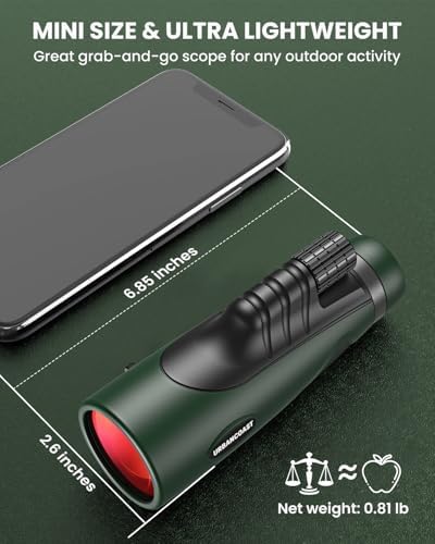 15X54 Monocular Telescope for Adults High Powered – Waterproof, BAK4 Prism, FMC Lens, Compact Spotting Scope for Bird Watching, Hunting Gear, Hiking Accessories, Travel & Camping Gifts