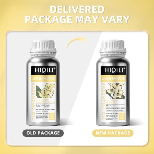 HIQILI 16 Fl Oz Jasmine Essential Oil, 100% Pure Natural for Diffuser, Hair, Skin, Perfume Making - 500ML