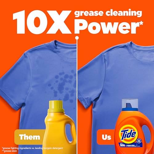 Tide Laundry Detergent Liquid, Original Scent, HE Compatible, 100 Loads, 132 fl oz, Tide Laundry Detergent, Liquid Laundry Detergent (Packaging May Vary)