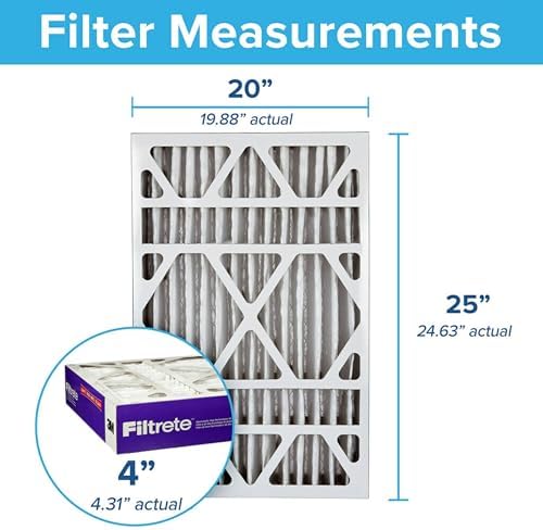Filtrete 20x25x4 AC Furnace Air Filter, MPR 1550, MERV 12, Fits Lennox & Honeywell, Allergen, Electrostatic Air Cleaning Filter, 2-Pack (actual size 19.88 x 24.63 x 4.31)