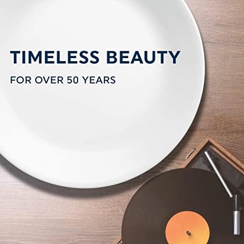 Corelle Vitrelle 6-Piece Salad Plates Set Triple Layer Glass and Chip Resistant, 8-1/2-Inch Lightweight Round Plates, Winter Frost White