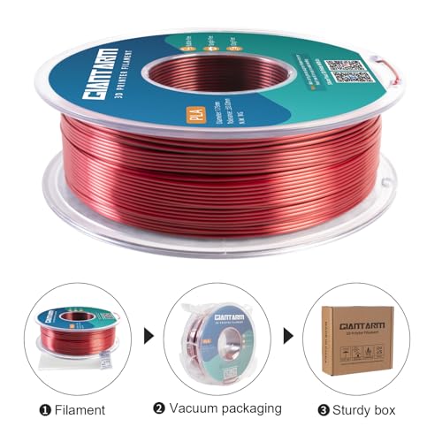 GIANTARM Dual Color PLA Filament, Silk PLA Filament 1.75mm +/-0.02mm,1KG Spool(2.2lbs) Vacuum Packaging, 3D Printing Filaments Fit Most FDM Printer