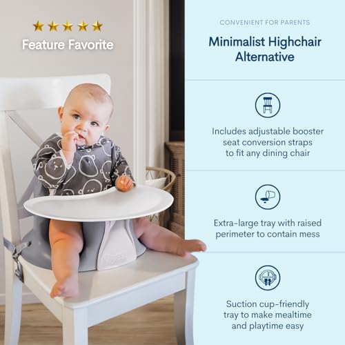 Upseat – The Original Ergonomic Baby Floor & Booster Seat with Tray, Developed with Physical Therapists for Upright Posture & Healthy Hip Development, 4–24 Months, Dishwasher-Safe Extra-Large Tray