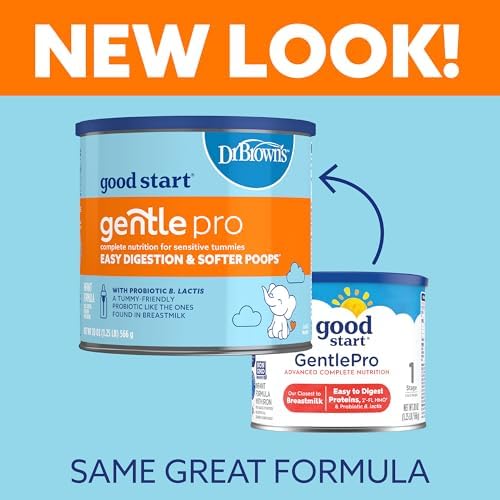 Good Start | Dr. Brown’s Gentle Pro, Baby Formula Powder, For Sensitive Tummies, Easy Digestion and Softer Poops, Infant Formula with Probiotics, DHA, Non-GMO, 32 OZ