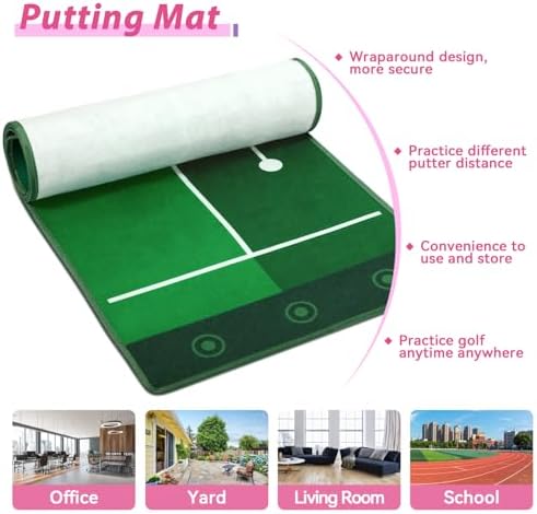 Liberry Toddler Golf Set with Putting Mat for 2 3 4 Years Old Boys Girls, Upgraded Kids Golf Cart with Unique Shoulder Strap Design, Indoor and Outdoor Golf Toys Gifts (Pink)