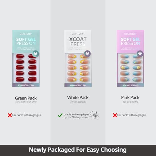 BTArtbox Press On Nails Almond - 3D Design Black Medium Press On Nails with Glue for Women, Opaque Soft Gel Glue On Nails in 15 Sizes - 30 Stick On Nails Kit, Gothic Chains