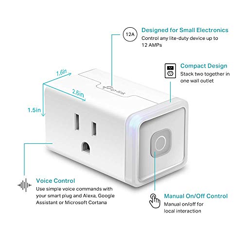 Kasa Smart Plug HS103P4, Smart Home Wi-Fi Outlet Works with Alexa, Echo, Google Home & IFTTT, No Hub Required, Remote Control, 15 Amp, UL Certified, 4-Pack, White