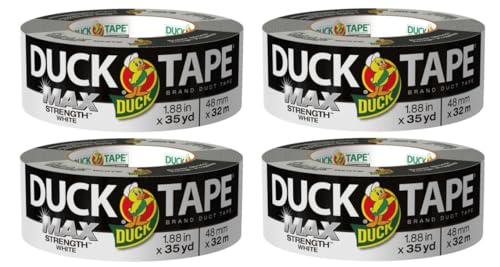 Duck Brand Max Strength Duct Tape, White, 4 Rolls, 1.88 Inch x 35 Yards Each, 240866
