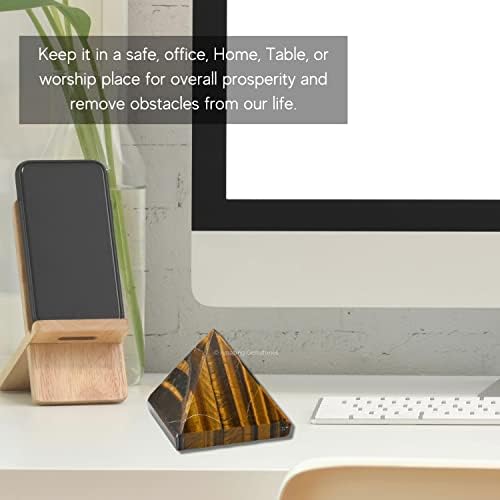 Amazing Gemstone Tiger Eye Pyramid Crystal Healing Stones - 2" Great Pyramid Figurine of Natural Stone Pyramid for Meditation, Reiki, Chakra Balancing and Crystal Pyramids Grid