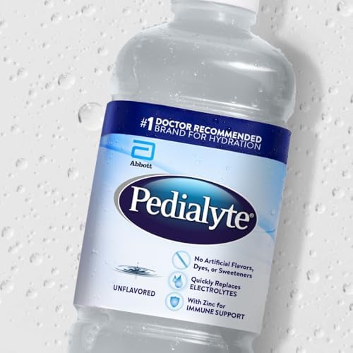 Pedialyte Electrolyte Drink, Hydration Drinks for Kids & Adults, Unflavored, 1 Liter, Pack of 4