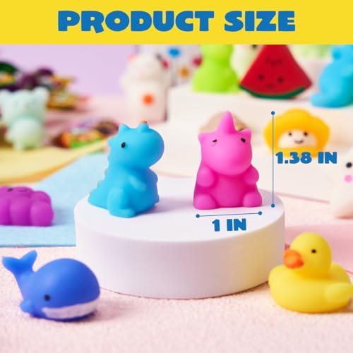 JOYIN Mochi Squishy Toy Set, 50 Pack Mini Squishy Mochi, Party Favors for Kids, Kawaii Stress Relief Toys, Basket Stuffers, Goodie Bags Fillers, Birthday Gifts, Classroom Prizes