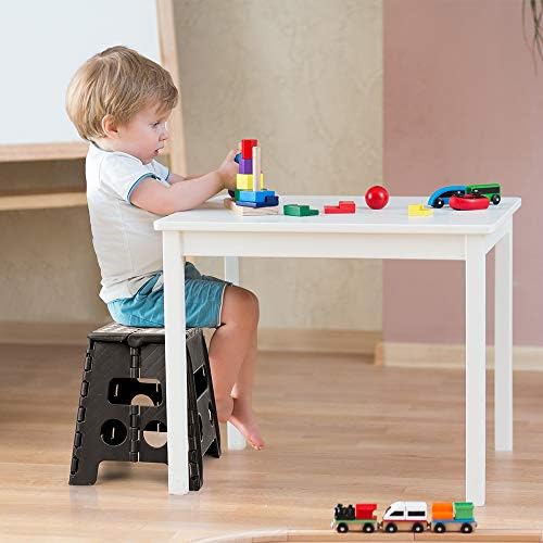 ACSTEP Folding Step Stool - 13 inch Height Premium Heavy Duty Foldable Stool for Adults, Kitchen Garden Bathroom Stepping Stool (1 Pack) Black