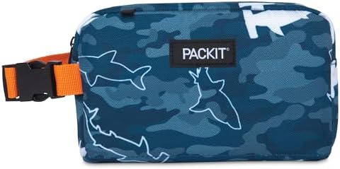 PackIt Freezable Snack Box, Camo Shark, Built with ECOFREEZE Technology, Collapsible, Reusable, Zip Closure with Buckle Handle, Great for Fresh Snacks on the go