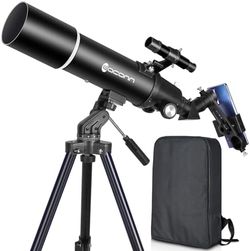 Telescopes for Adults Astronomy, 80mm Aperture 600mm Refractor Telescope for Kids & Beginners, Compact and Portable Travel Telescopio with Backpack