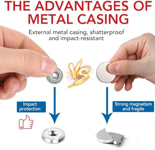 LOVIMAG 24Pcs Neodymium Cup Magnets, 20lbs Strong Rare Earth Magnets, Waterproof Pot Magnet with Countersunk and Screw Ideal for Tool Room,Science,Craft,Office - 0.63x0.19inch