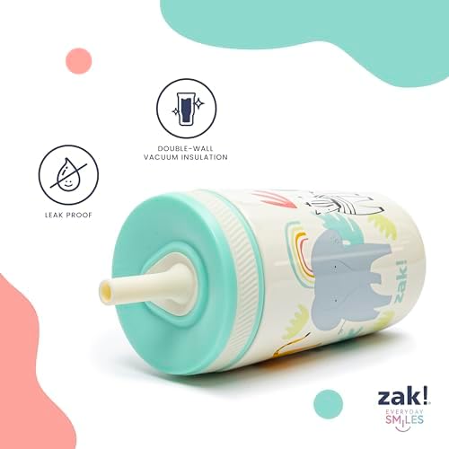 Zak Designs Sesame Street Kelso Toddler Cups For Travel or At Home, 12oz Vacuum Insulated Stainless Steel Sippy Cup With Leak-Proof Design is Perfect For Kids (Elmo)