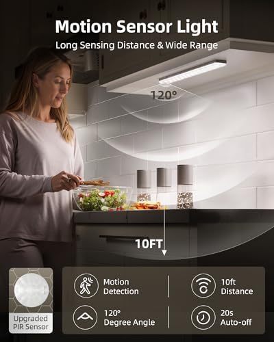 EZVALO 6-Pack Under Cabinet Lighting with Charging Station, 2000mAh Rechargeable Wireless Motion Sensor Lights, 3 Color Temps, Dimmable, Timer, Magnetic, with Remote Control for Kitchen, Closet, Stair