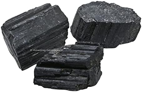 Amazing Gemstone Black Tourmaline Crystals Rough Stone in Bulk, 1lb Large Pieces Turmalina Negra Piedra Originales, Large Black Tourmaline Crystal Healing Stones for Protection