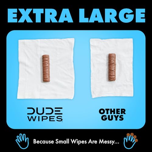 DUDE Wipes - Flushable Wipes - 6 Pack, 288 Wipes - Unscented Extra-Large Adult Wet Wipes - Vitamin-E & Aloe - Septic and Sewer Safe